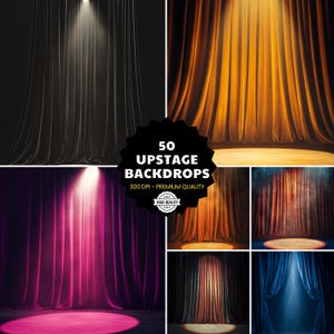 Theater Stage Backdrop Bundle: 50 Curtain Backgrounds for Photo Shoots | Instant Download | 300 DPİ