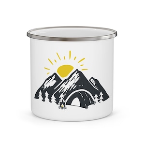 Taza de camping esmaltada: taza de café ideal para fogatas y aventuras