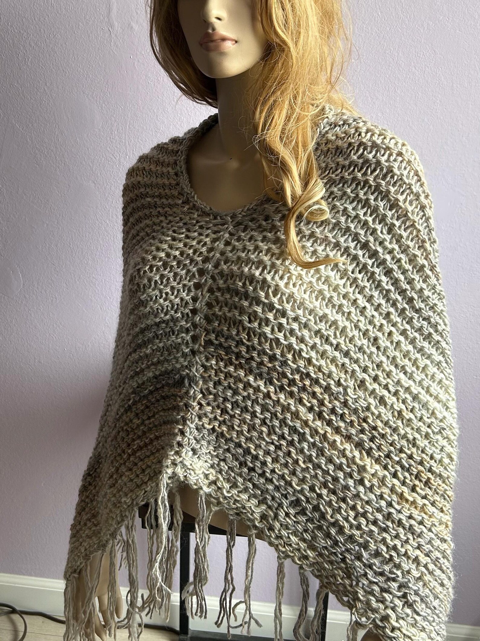Poncho Plaid Woolen Cape