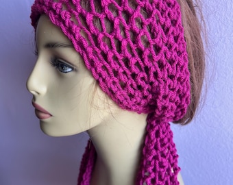 Crochet Flower Headband: Boho Lace Knit Hair Scarf, Flower is Detachable, Scarf, Women’s Teens Accessory