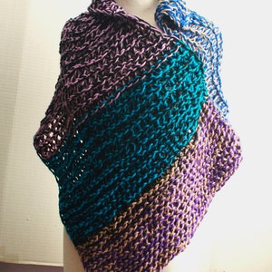 Hand Knit Poncho Wrap: Asymmetric Super Soft Acrylic Cape