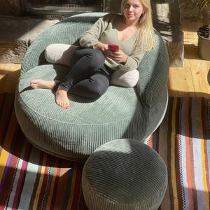 Washable Corduroy Lounge Chair, Zip Cover, Pet‑Friendly, Modern Beanbag Sofa