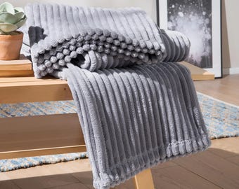 Ribbed Throw Blanket | Ultra Soft Wellsoft, Cozy Sofa Cover