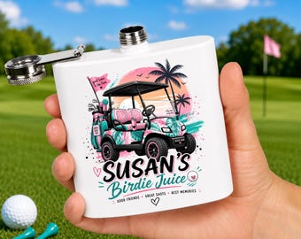 Personalized Golf Flask | Birdie Juice Flask | Cute Golf Girl Gift | Trendy Golf Gifts | Golf Cart Lover Gift | Funny Golf Gifts For Women