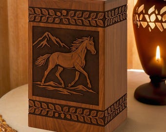 Urna de cremación para caballos: urna de madera para cenizas humanas o de mascotas