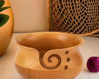 Handgefertigte Garnschale aus Mango Holz: Strick- & Häkelutensilien