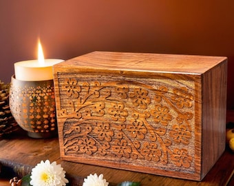 Handcrafted Rosewood Tree of Life Cremation Urn