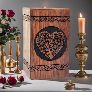 Gepersonaliseerde houten asurn | Handgemaakte crematie-urn met aangepaste gravure | Gedenkdoos voor as van mens of huisdier
