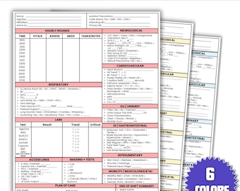 ICU Nurse Report Sheet | Hourly Rounds, Meds (PDF Printable)