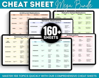 Nursing Cheat Sheet Bundle 168 Pages | Nursing Notes | Nursing Student | Pharmacology Cheat Sheet | Nursing Study Guide | Instant Download
