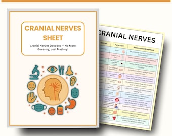 Cranial Nerves Study Guide, Cranial Nerves Chart, Cranial Nerves