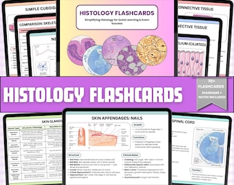 Histology Flashcards Bundle: 70+ Study Cards, Diagrams (Printable & Digital)