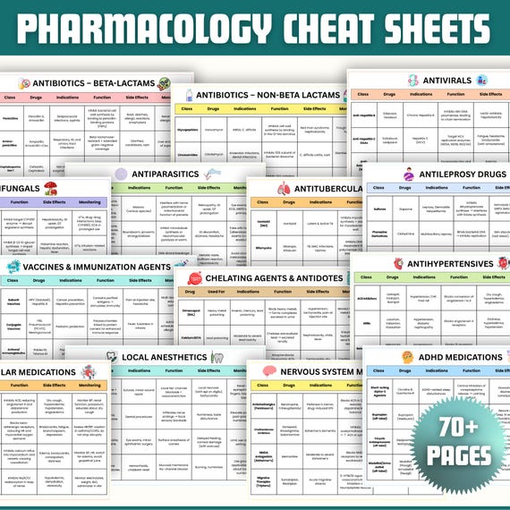 Pharmacology Cheat Sheet Bundle | Nursing Study Notes (Instant Download)