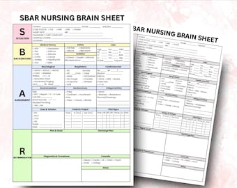 SBAR Nursing Brain Sheet Bundle: Printable Nurse Report (Digital Download)
