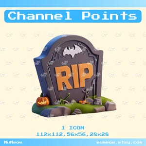 RIP Tombstone Twitch Channel Points Icon: Spooky Halloween Gravestone Reward | Stream Assets | Digital Download