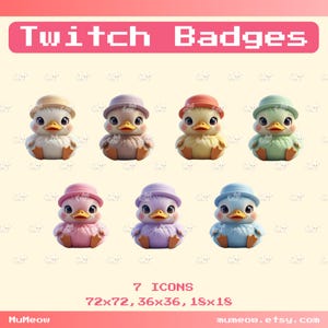 7 Baby Duck Twitch Sub Badges | Cute Yellow Duckling Subscriber Badges | Kawaii Duck Icons | Twitch Channel Loyalty Subscriber Badge Set