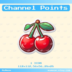 Cherry Twitch Channel Points Icon | Red Cherry | Cute Fruit Channel Point Reward | Stream Channel Rewards for Twitch | Asset for Streamers