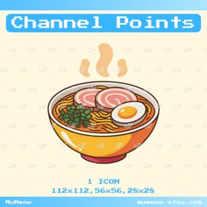 Ramen Twitch Channel Points Icon: Kawaii Japanese Noodle Bowl | Stream Asset | Digital Download