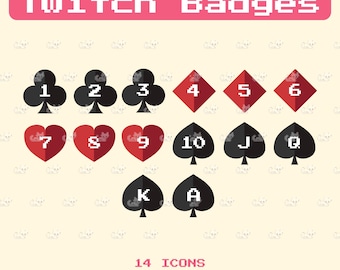ポーカー Twitch サブバッジ 14 個: カジノカード ストリーマー ロイヤルティ バッジ | ストリーマー アセット | デジタル ダウンロード