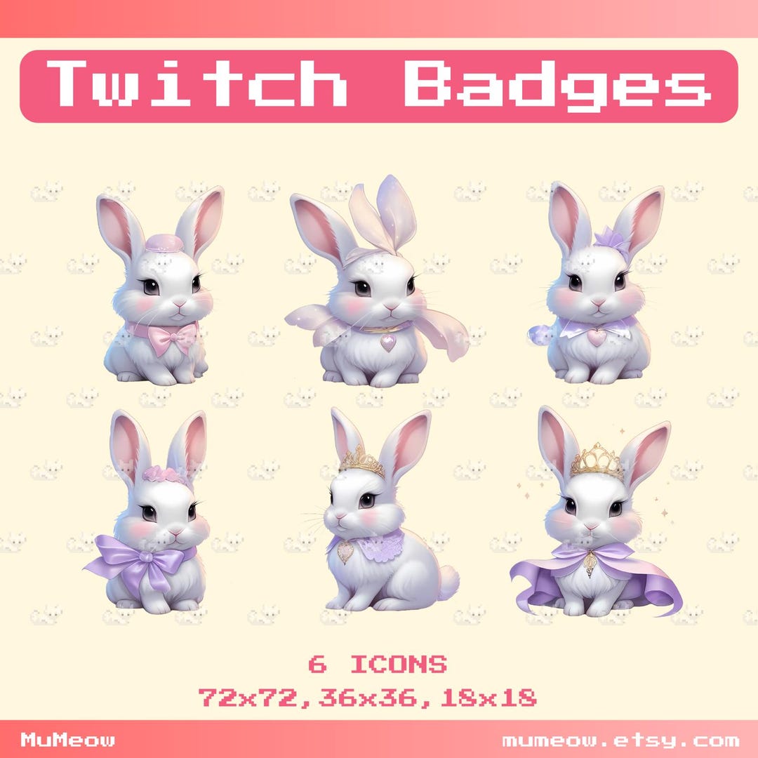 Steam Rabbit Badges 6 Rabbit Twitch Sub Badges | Cute Bunny Stream Loyalty Badge | Kawaii ...