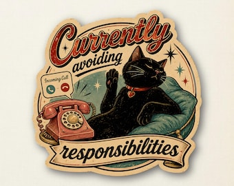 Aktuelle Verantwortung vermeiden – Retro Katzen Sticker