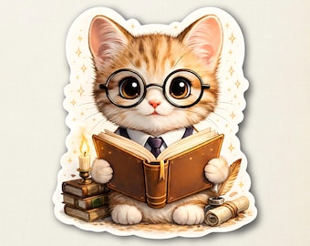 Bücherwurm Katze Sticker