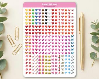 300 Stück Emoji Aufkleber zum Kommentieren von Büchern - Herzen und Schönheit Journal Aufkleber
