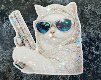 Holografischer Meme Katzen Sticker