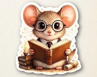 Bücherwurm Maus Aufkleber | Gemütliche Bibliothek, Dekoration für den Planer