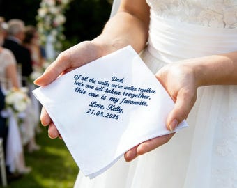 Wedding Handkerchief Mom Hankerchief from daughter Mother of the Bride Gift Dad hankie Father of Bride custom keepsake Mom from Bride