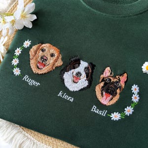 Custom Pet Portrait Embroidered Sweatshirt, Personalized Dog or Cat Sweater with Name, Pet Lover Gift, Memorial Embroidery Pullover