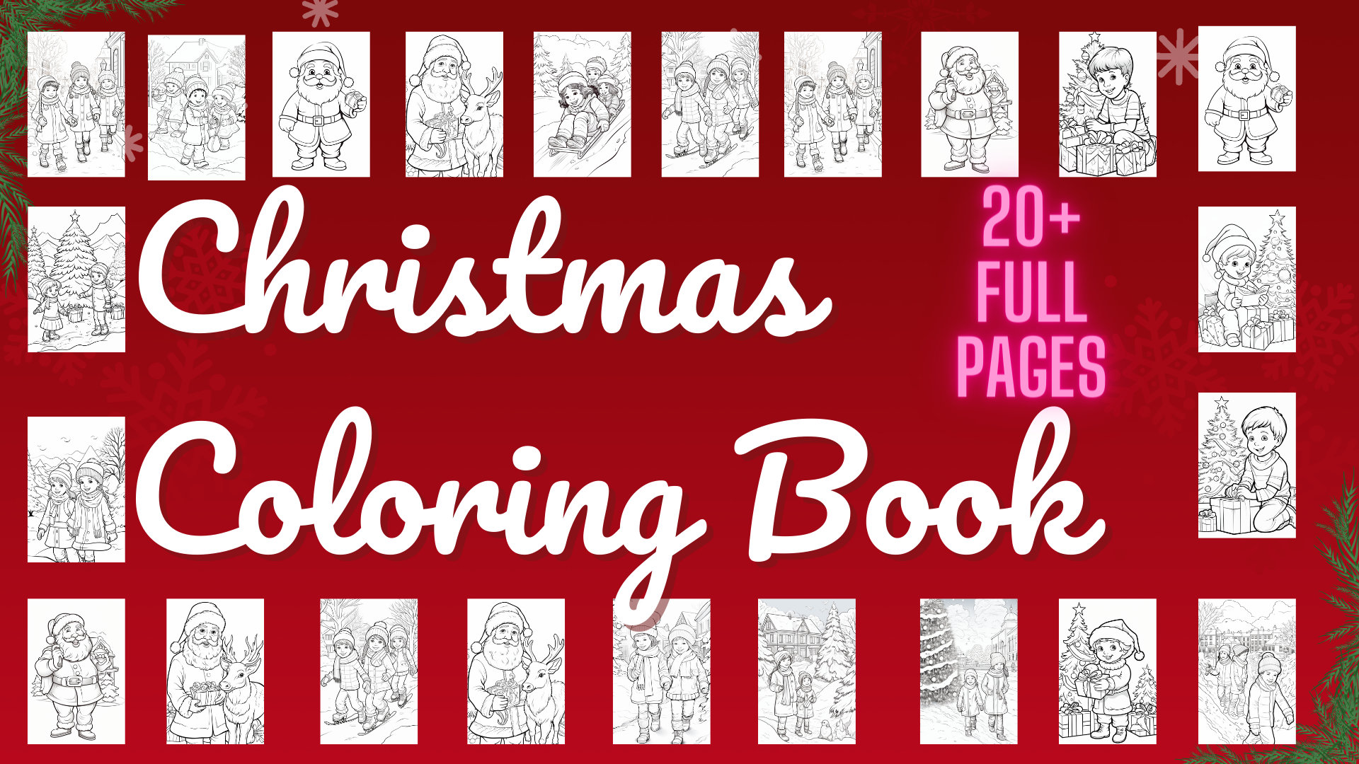 childrens-christmas-printable-coloring-book-20-full-pages-etsy