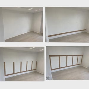 Modular Half Wall Panelling Easy Fit Edwardian Style MDF Strips 1.15m High- FAST DELIVERY and Custom Size Kits To Suit Your Wall