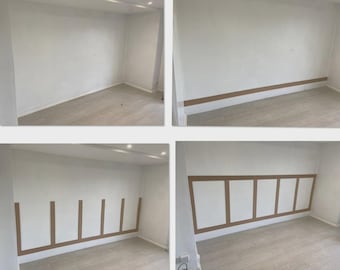 Demi-lambris modulaire de style édouardien à pose facile, bandes de MDF de 1,15 m de haut - LIVRAISON RAPIDE et kits de dimensions personnalisées pour s'adapter à votre mur