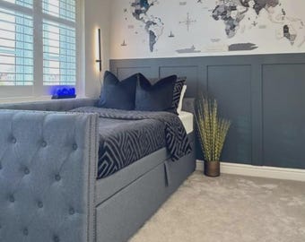 Vertical Bedroom Wall Slat Decor SUPER EASY INSTALLATION 7.5cm x 1.15cm panelling mdf wall panel mdf strips to create Feature Wall Panelling