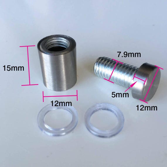 Stand off Fixings Stainless Steel Mounts Nails Standoffs Sign Fitting Bolts 12mm X 20mm Stand Offs - New Zealand