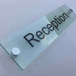 Quality custom clear glass effect acrylic office door sign, office wall entrance sign custom office plaque