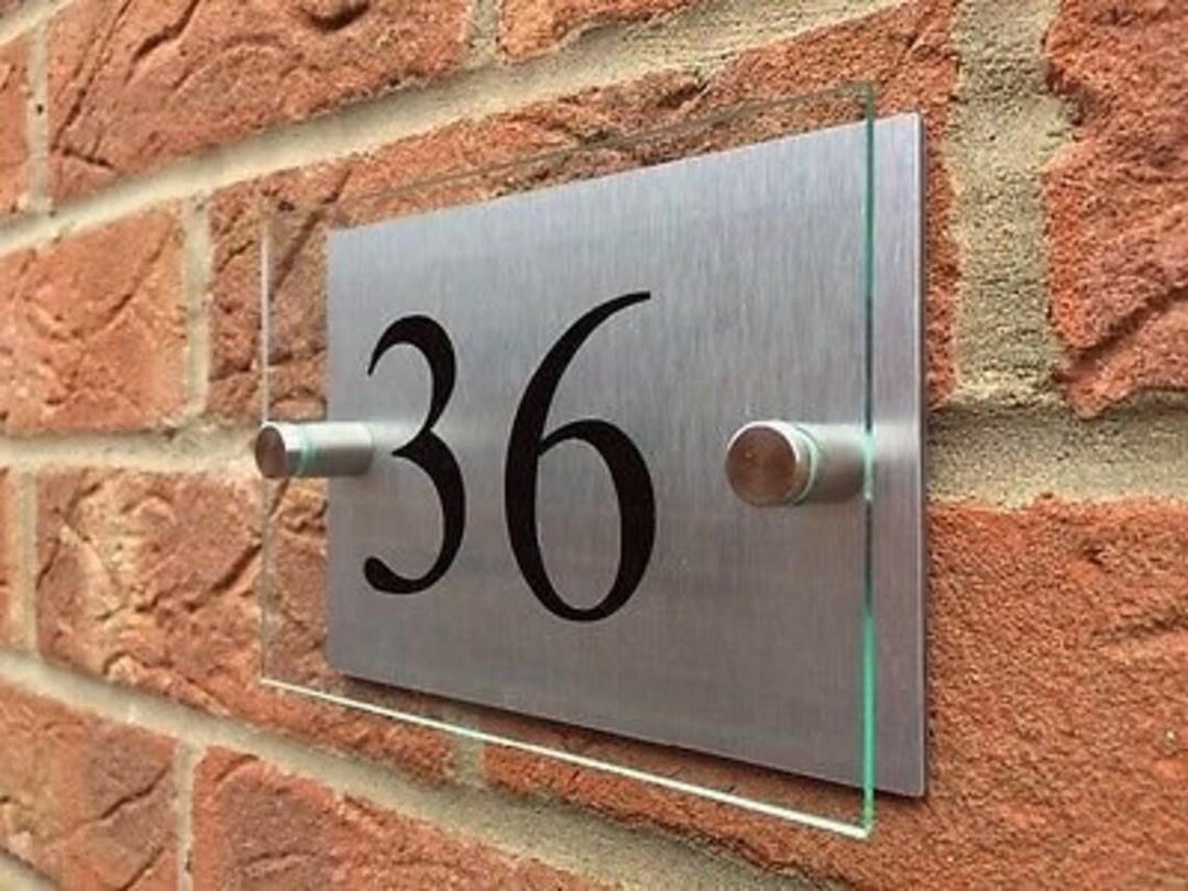Modern House Sign Plaque Door Number Glass Acrylic Aluminium - Etsy