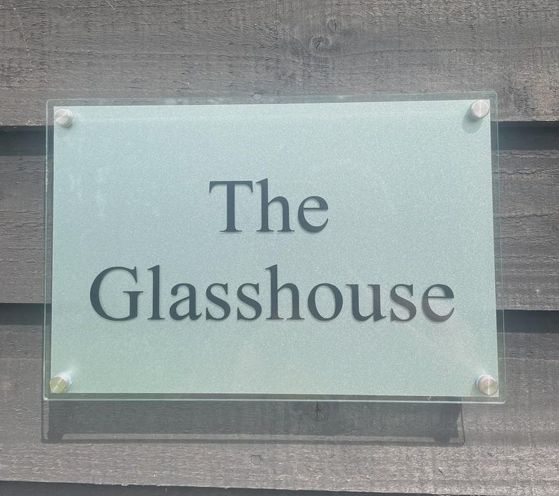 A4 Modern House Sign Plaque Door Number Street Glass Acrylic Etched ...