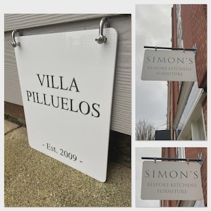 PERSONALISED / CUSTOM HANGING House Sign Double Sided Plaque with D hooks for attaching to your existing bracket, custom sizes