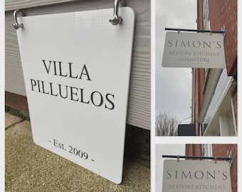 PERSONALISED / CUSTOM HANGING House Sign Double Sided Plaque with D hooks for attaching to your existing bracket, custom sizes