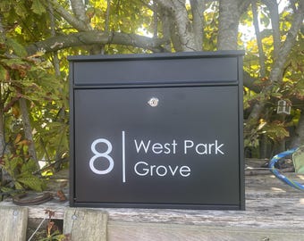 Post Box ,Black Steel Wall Mounted mailBox: Personalised Modern Mailbox
