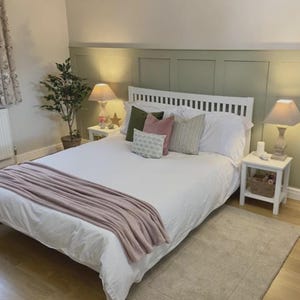 Modern Bedroom Wall Panelling DIY Install Mdf Strips. Custom Lengths & Thicknesses Available To Create A Feature Wall