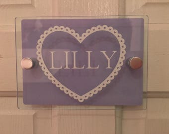 Personalised Heart Door sign, kids bedroom room sign, children's name plaque