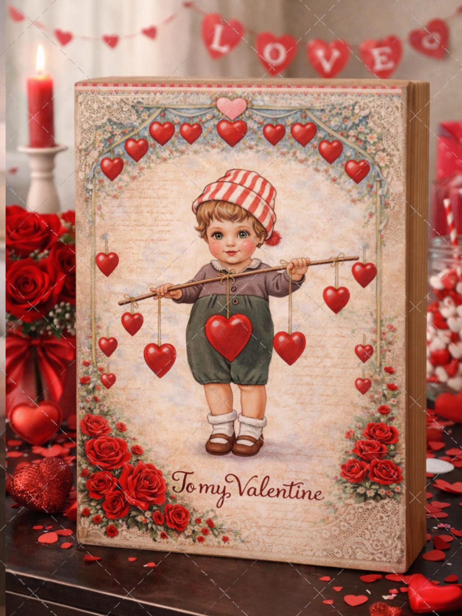 Vintage Valentine Rice Paper - Romantic Hearts A4 Decoupage, Set of 2 ...