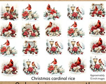 Christmas Cardinal Rice Paper: Vintage Winter Decoupage (A4, Set of 2)