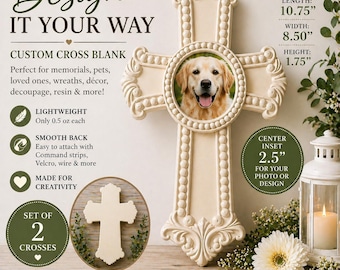 Custom Memorial Cross Blank, Decoupage Photo Frame, Pet Sympathy Decor (Set of 2)
