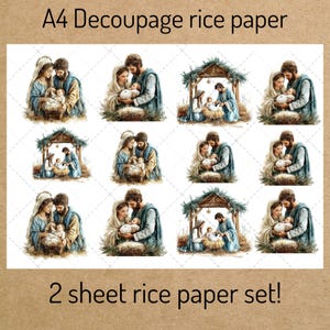 Nativity Rice Paper Set: Holy Family Decoupage Paper - Christmas Crafts