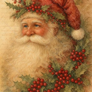Vintage Santa Claus Decoupage Rice Paper: Christmas Craft A4 Sheets