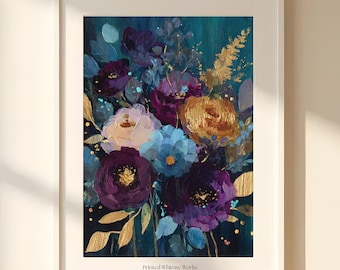 Arte mural floral con un toque melancólico: estampado botánico oscuro para dormitorio y sala de estar